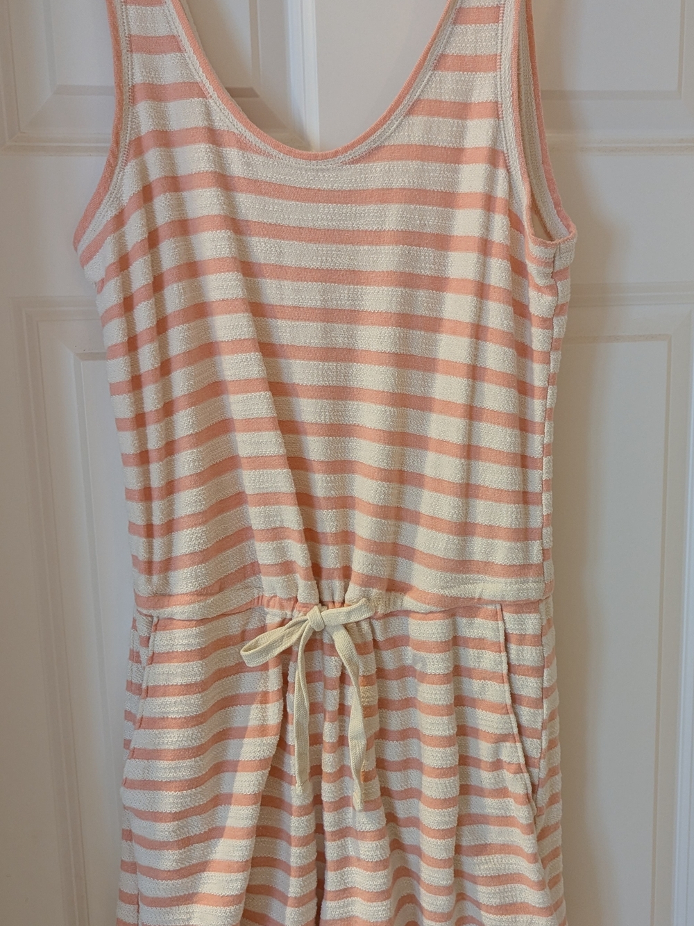 Old Navy Peach and Cream Striped Sleeveless Romper